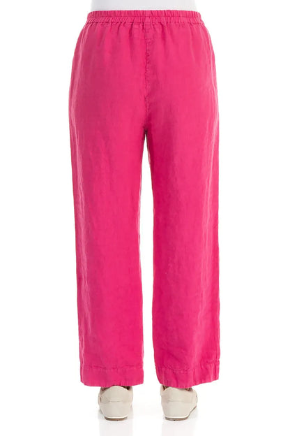 Straight Fuchsia Linen Trousers 2