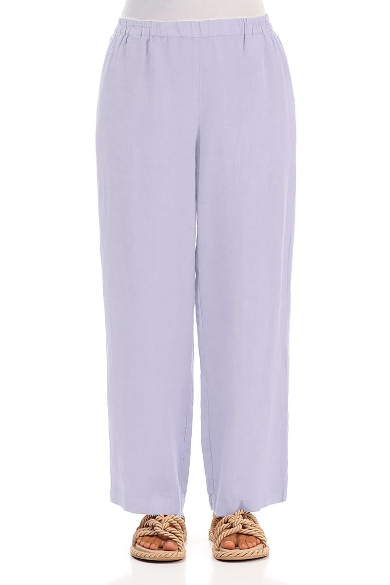 Straight Full Length Lavender Linen Trousers 1
