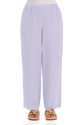 Straight Full Length Lavender Linen Trousers 1