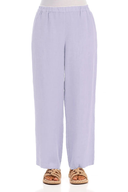 Straight Full Length Lavender Linen Trousers 1