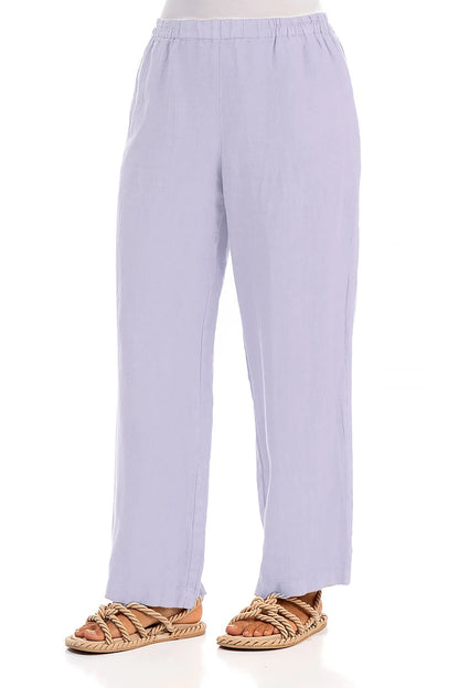 Straight Full Length Lavender Linen Trousers 3
