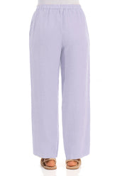 Straight Full Length Lavender Linen Trousers 2