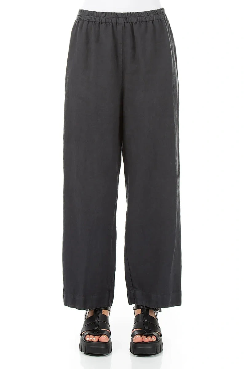 Straight Graphite Linen Trousers 1