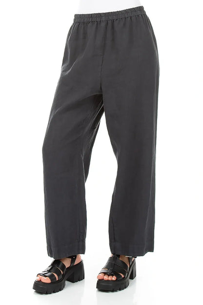Straight Graphite Linen Trousers 3