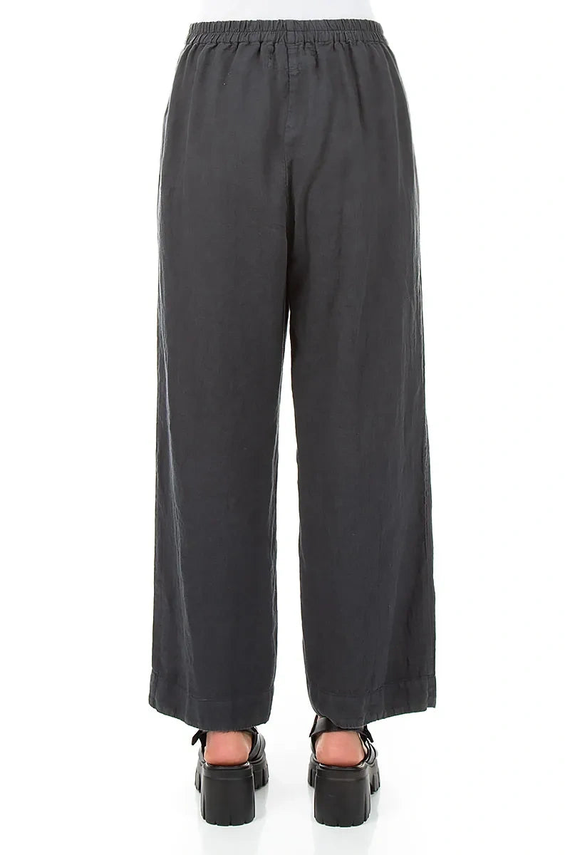 Straight Graphite Linen Trousers 2