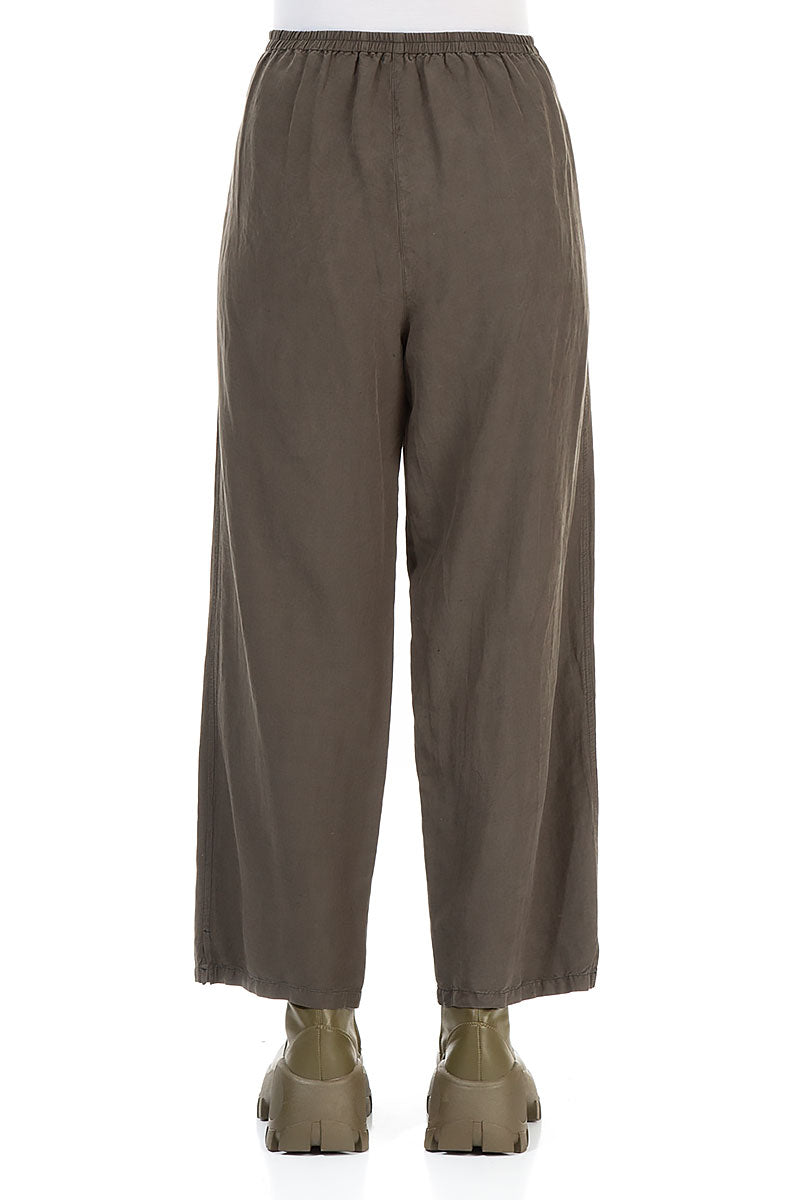Straight Khaki Silk Linen Trousers 2