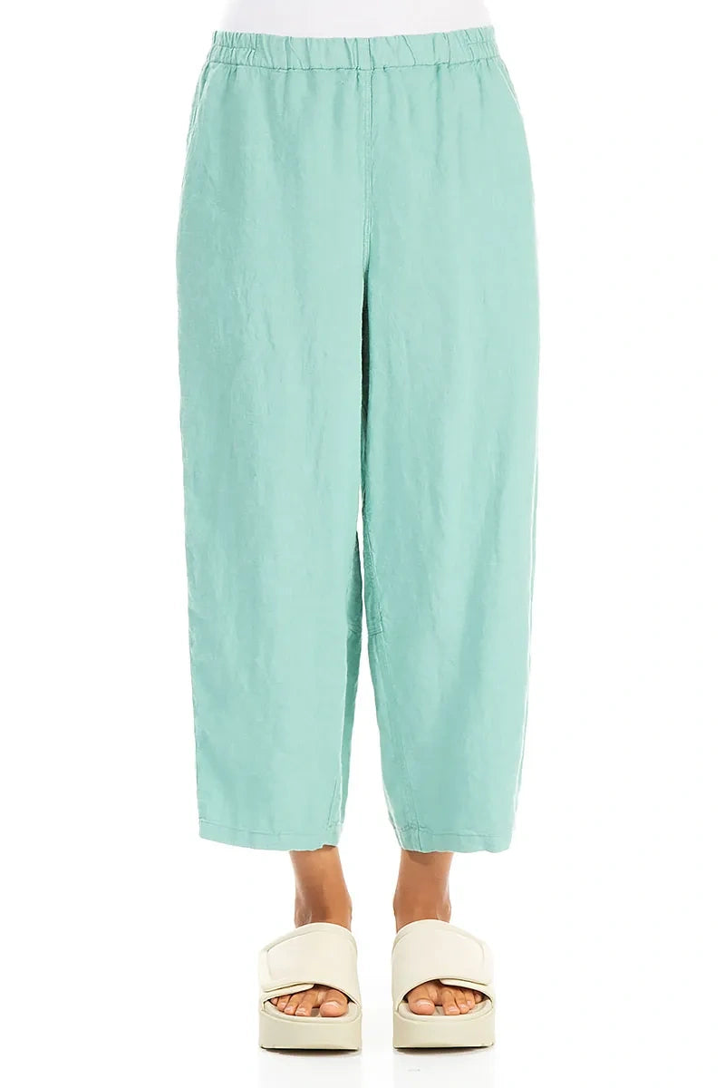 Straight Mint Linen Trousers