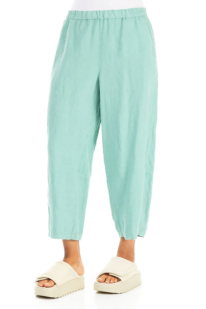 Straight Mint Linen Trousers