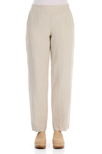 Straight Leg Natural Linen Trousers 1