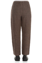 Straight Patterned Brown Wool Trousers 2