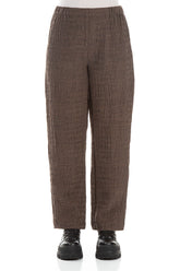 Straight Patterned Brown Wool Trousers 1