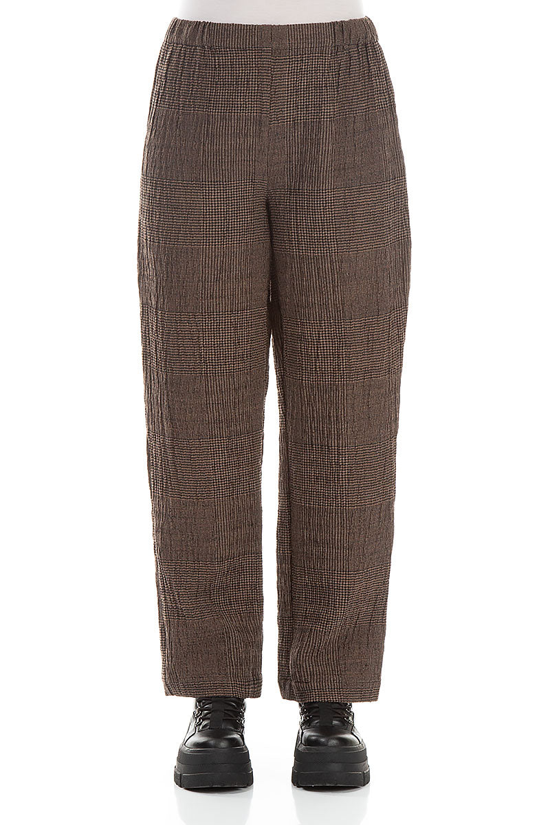 Straight Patterned Brown Wool Trousers 1