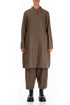 Straight Pepper Brown Wool Linen Jacket Coat 1