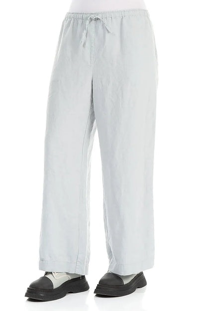 Pantalon droit en lin gris argenté