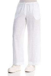 Straight Tie Up White Linen Trousers 3