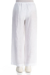 Straight Tie Up White Linen Trousers 2