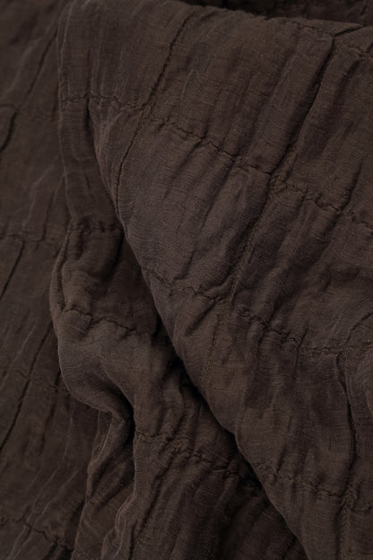 Straight Truffle Brown Pleated Silk Linen Trousers 6