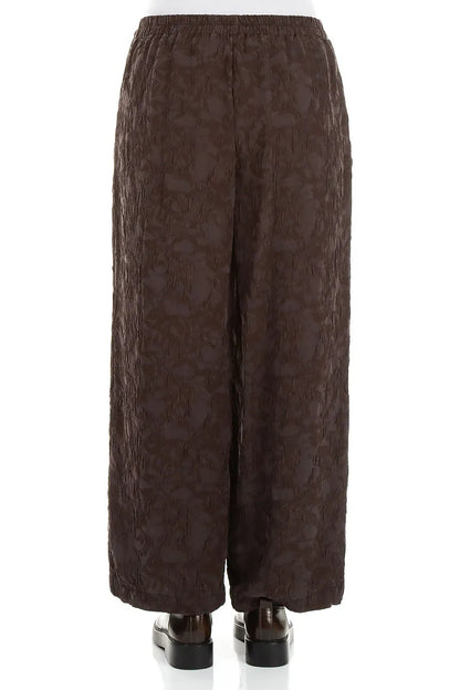 Straight Truffle Brown Textured Silk Viscose Trousers