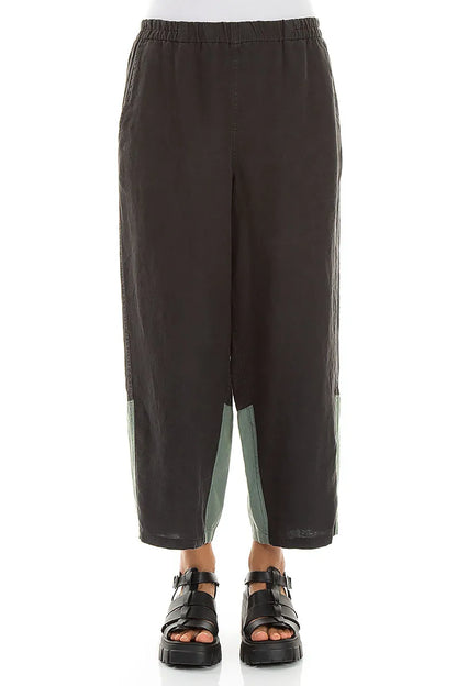 Pantalon droit en lin bicolore sauge