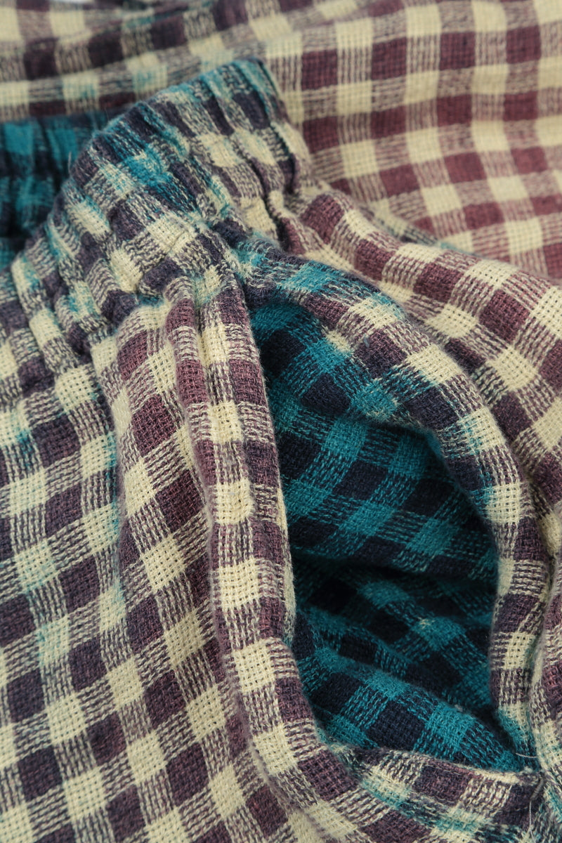 Straight Watercolour Check Linen Trousers 5