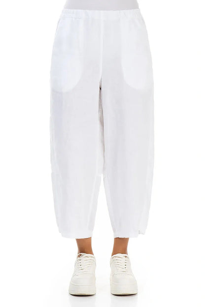 Straight White Linen Trousers 1