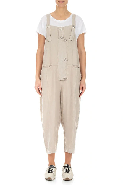 Strappy Beige Linen Jumpsuit 1