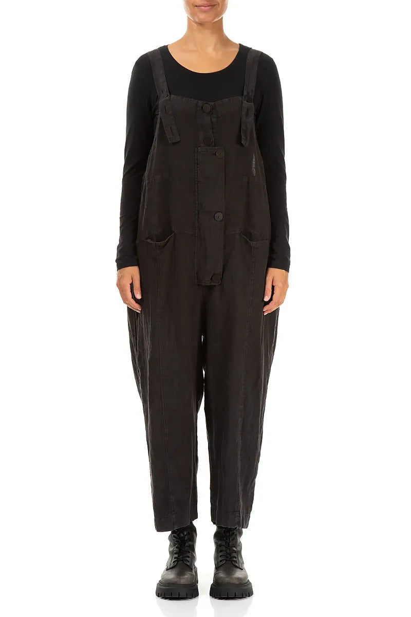 Strappy Black Linen Jumpsuit 1
