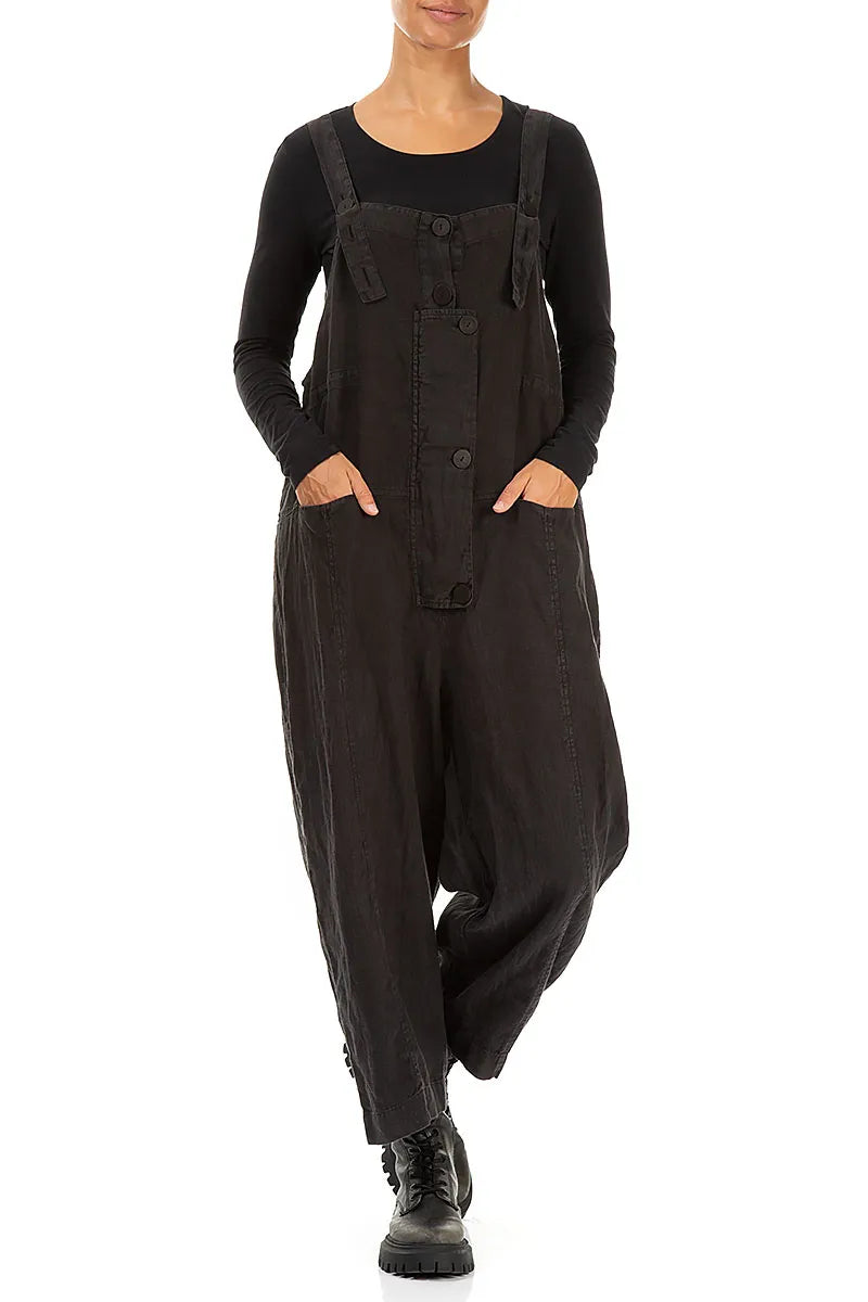 Strappy Black Linen Jumpsuit 4