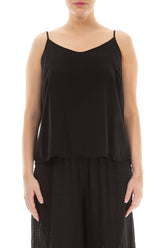 Strappy Black Silk Bamboo Top 1