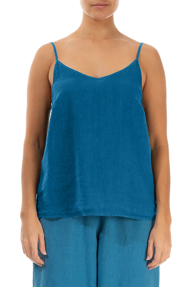 Strappy Cobalt Blue Linen Camisole Top