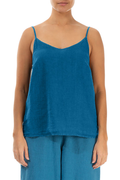 Strappy Cobalt Blue Linen Camisole Top
