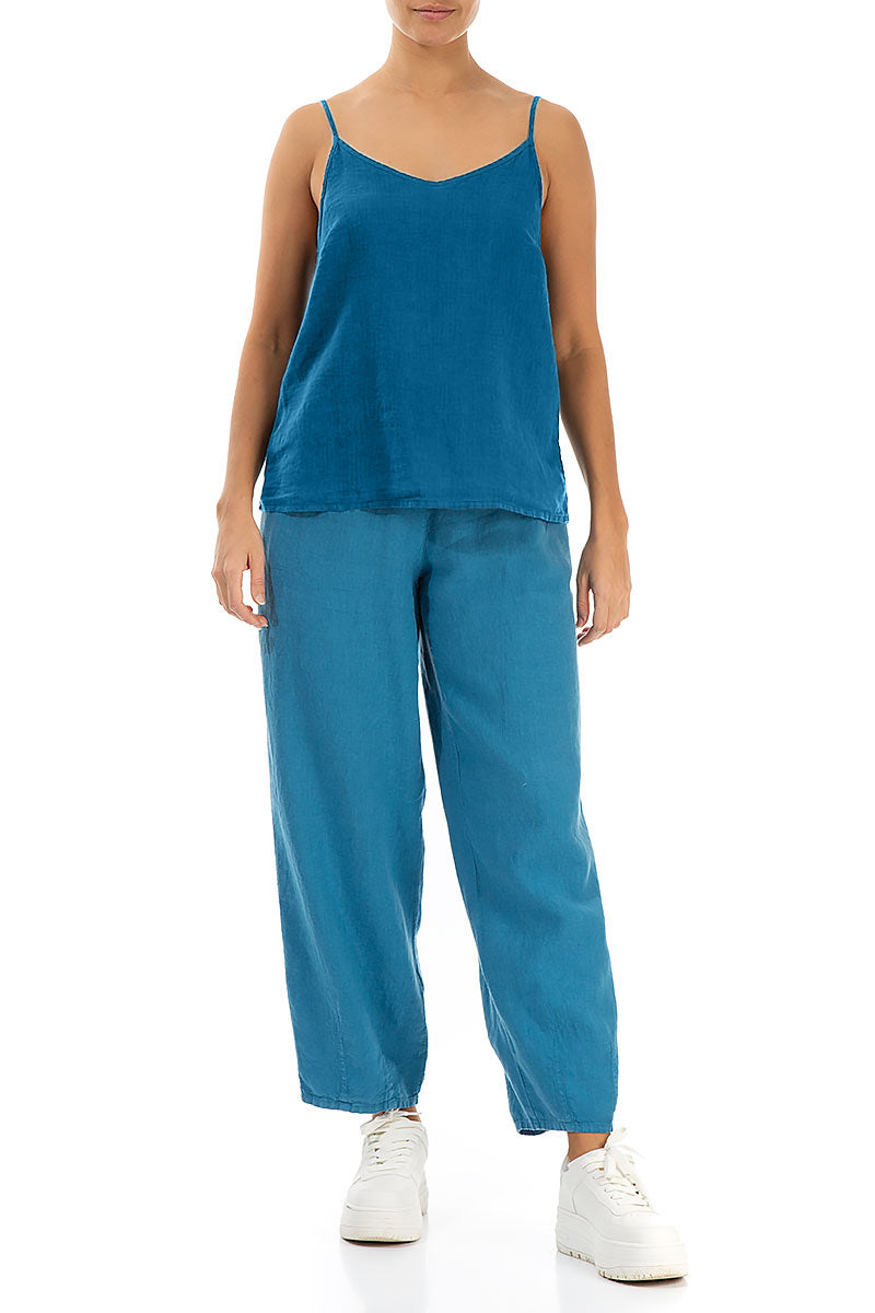 Strappy Cobalt Blue Linen Camisole Top