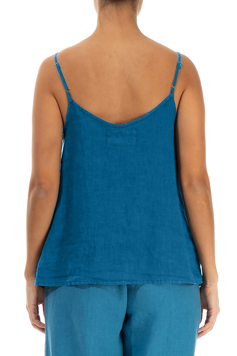 Strappy Cobalt Blue Linen Camisole Top