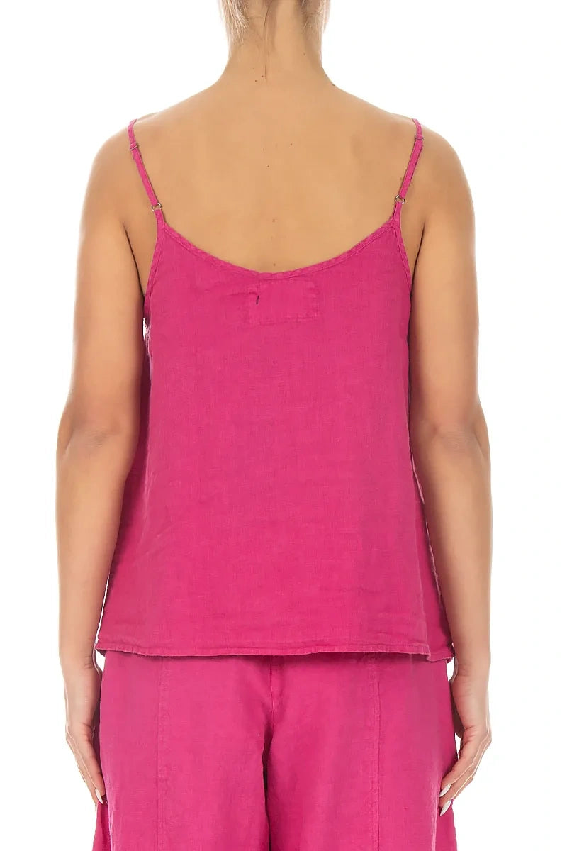 Strappy Fuchsia Linen Camisole Top