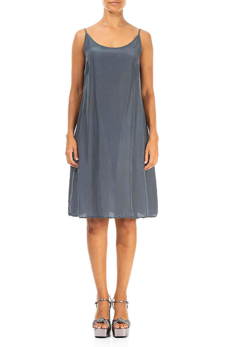 Strappy Graphite Pure Silk Dress 1