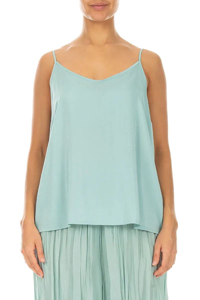 Strappy Mint Silk Bamboo Camisole Top