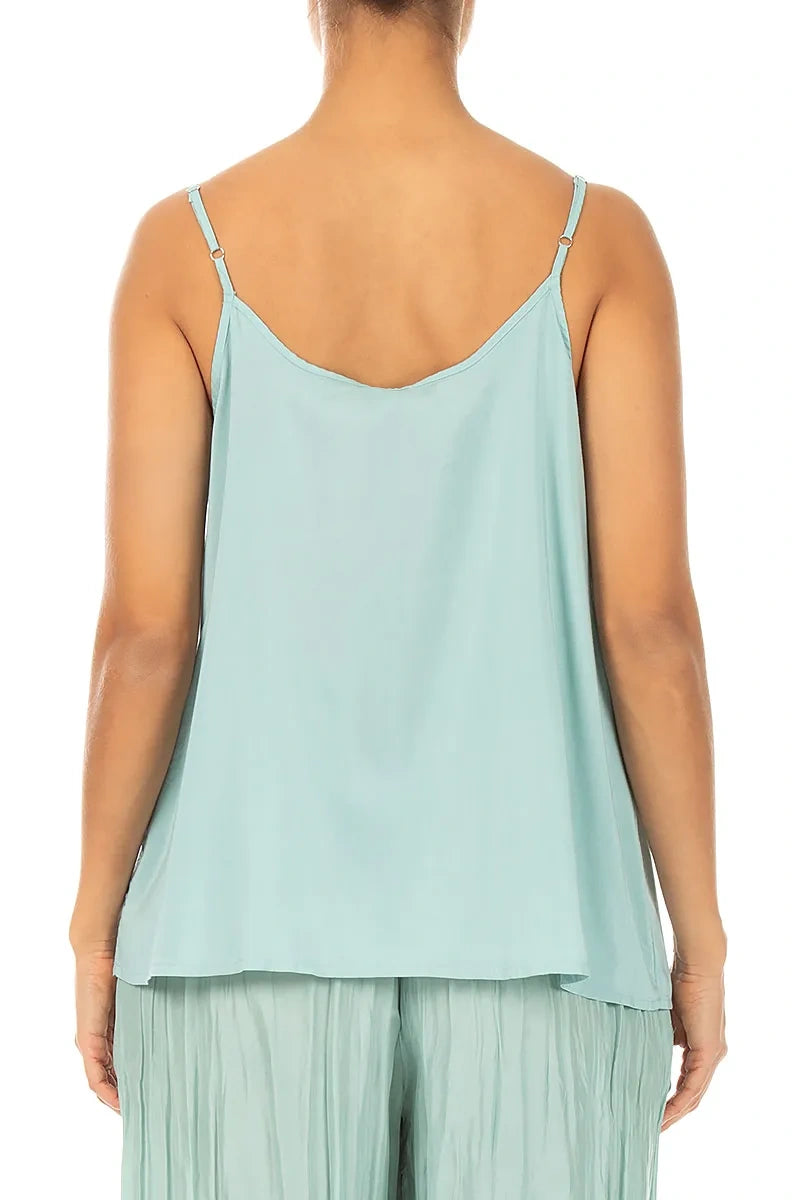 Strappy Mint Silk Bamboo Camisole Top