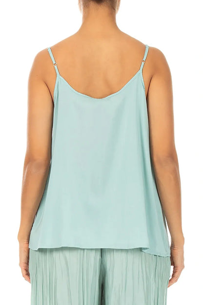 Strappy Mint Silk Bamboo Camisole Top