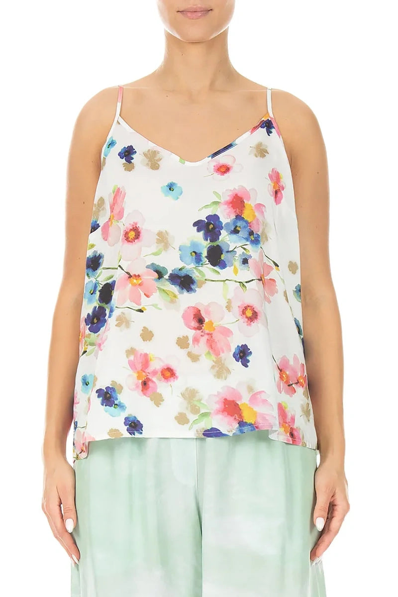 Strappy Primrose Silk Bamboo Camisole Top