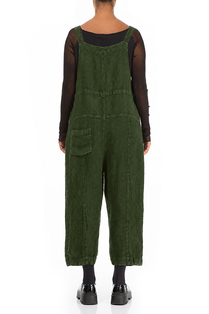 Strappy Shamrock Green Mélange Linen Jumpsuit 2