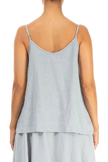 Trägerloses silber-graues Leinen-Camisole-Top
