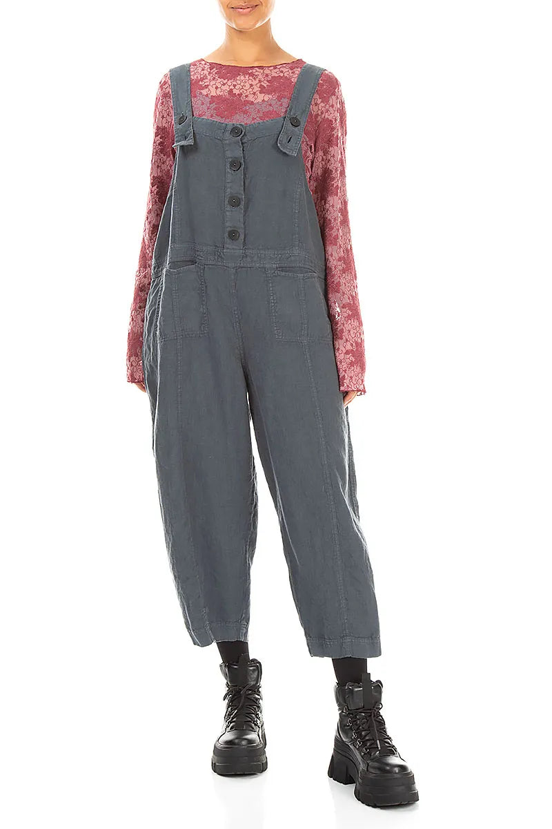 Strappy Slate Linen Jumpsuit