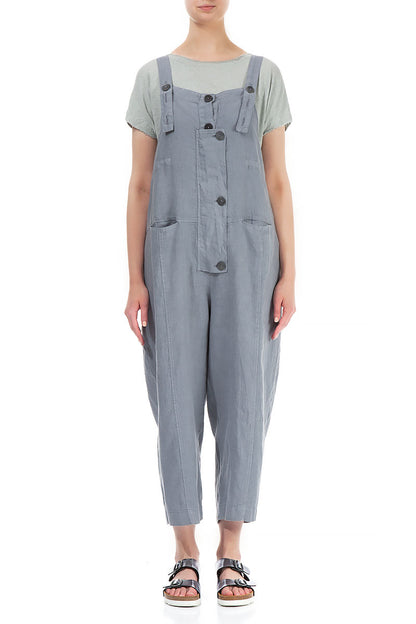Strappy Storm Grey Linen Jumpsuit 1