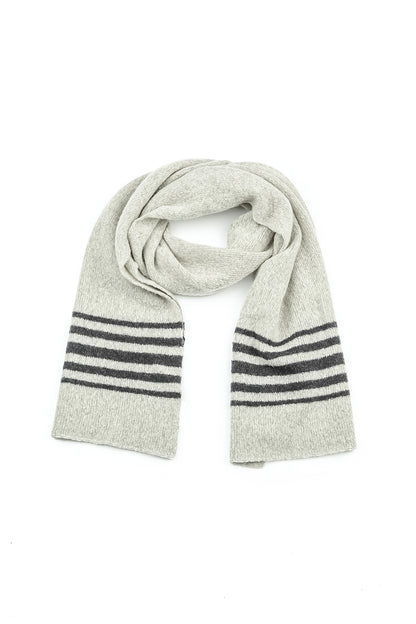 Striped Light Grey Soft Wool Scarf 4