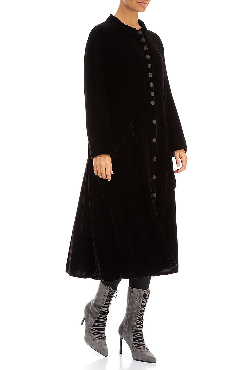 Stylish Long Vintage Violet Silk Velvet Jacket 3