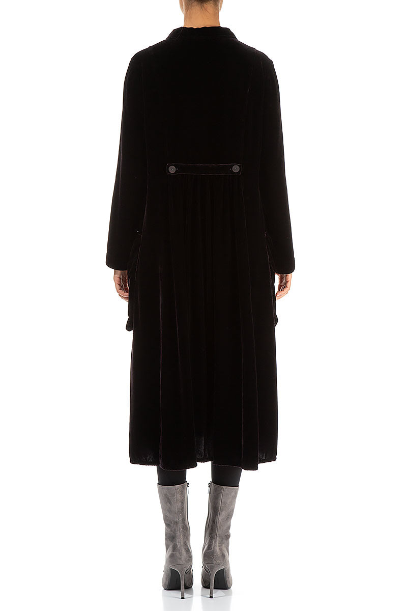 Stylish Long Vintage Violet Silk Velvet Jacket 2