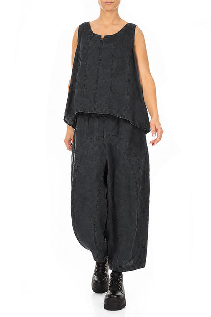 Sweetheart Neck Black Linen Top 4