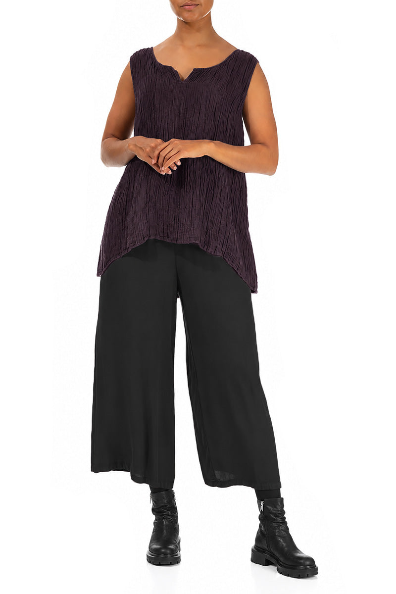 Sweetheart Neck Crinkled Deep Plum Silk Top 4