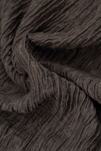 Sweetheart Neck Crinkled Forest Brown Silk Blouse 5