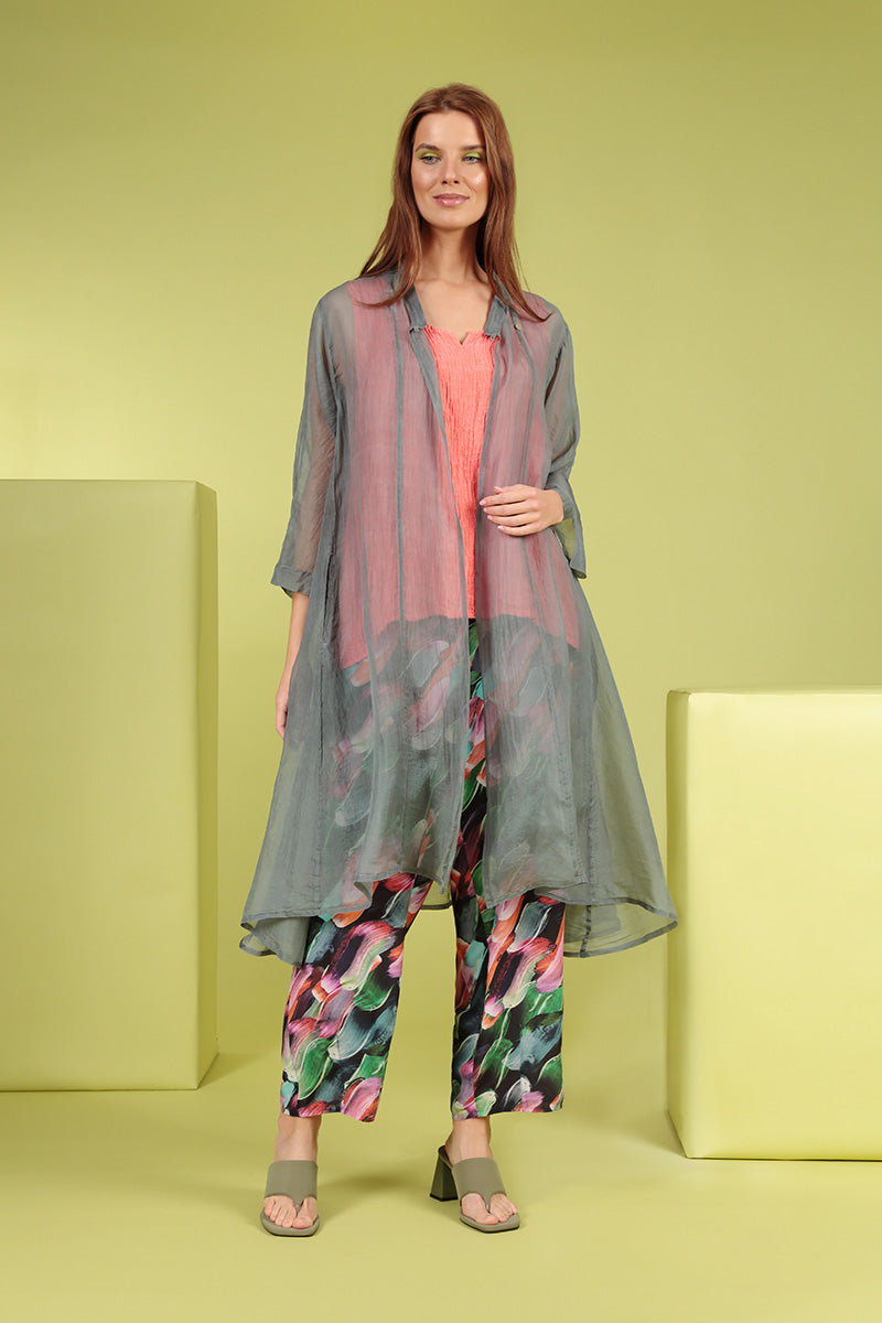 Sweetheart Neck Crinkled Living Coral Silk Top 7